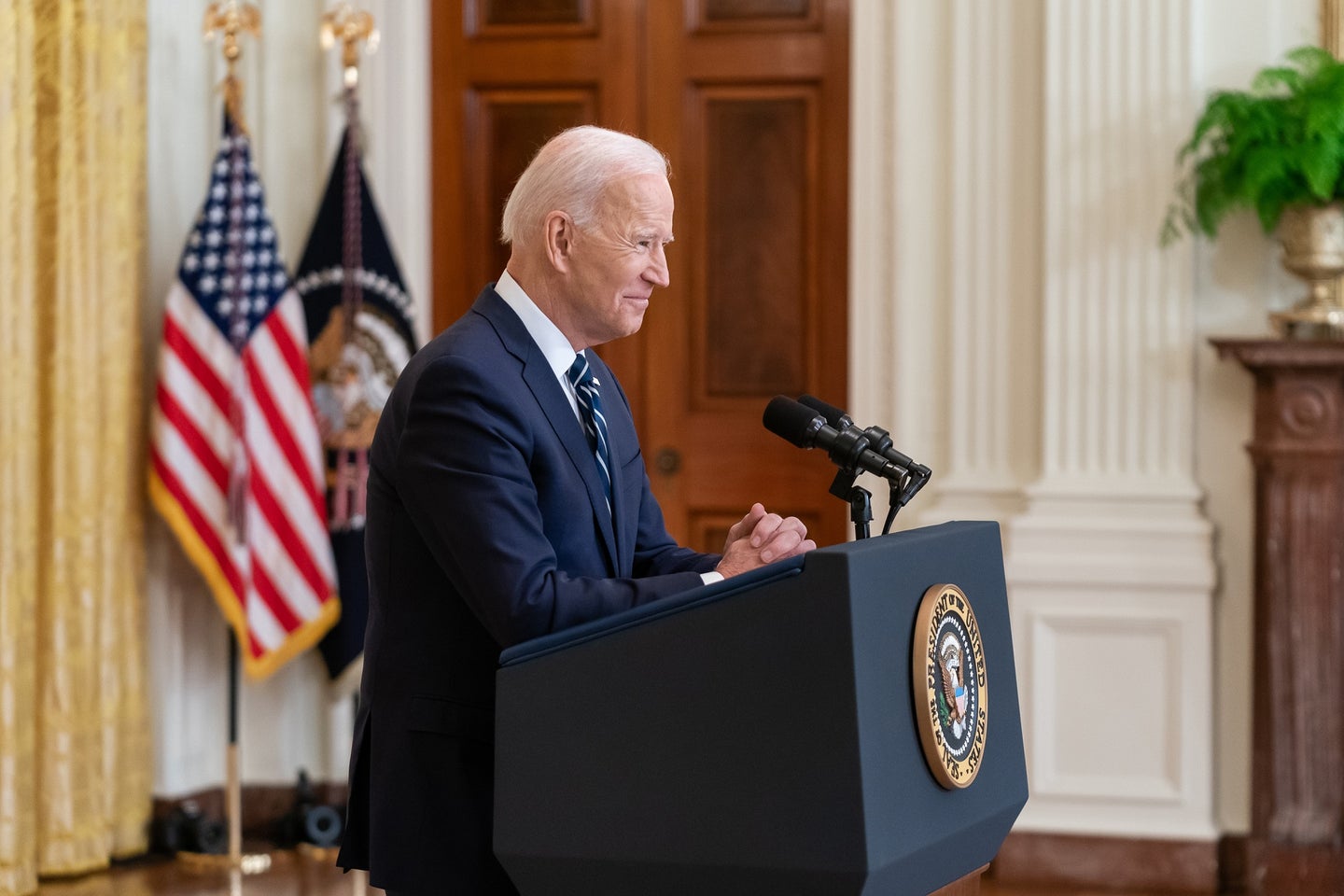 President Joe Biden at a White House podium