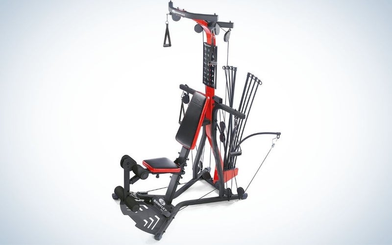 Red and black home gym equipment for different exercises