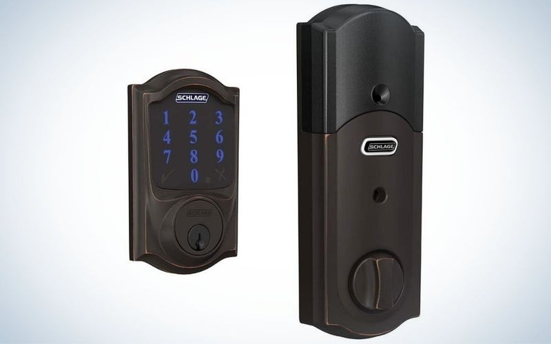 Rectangular, black smart lock with touch keypad using to control the lock