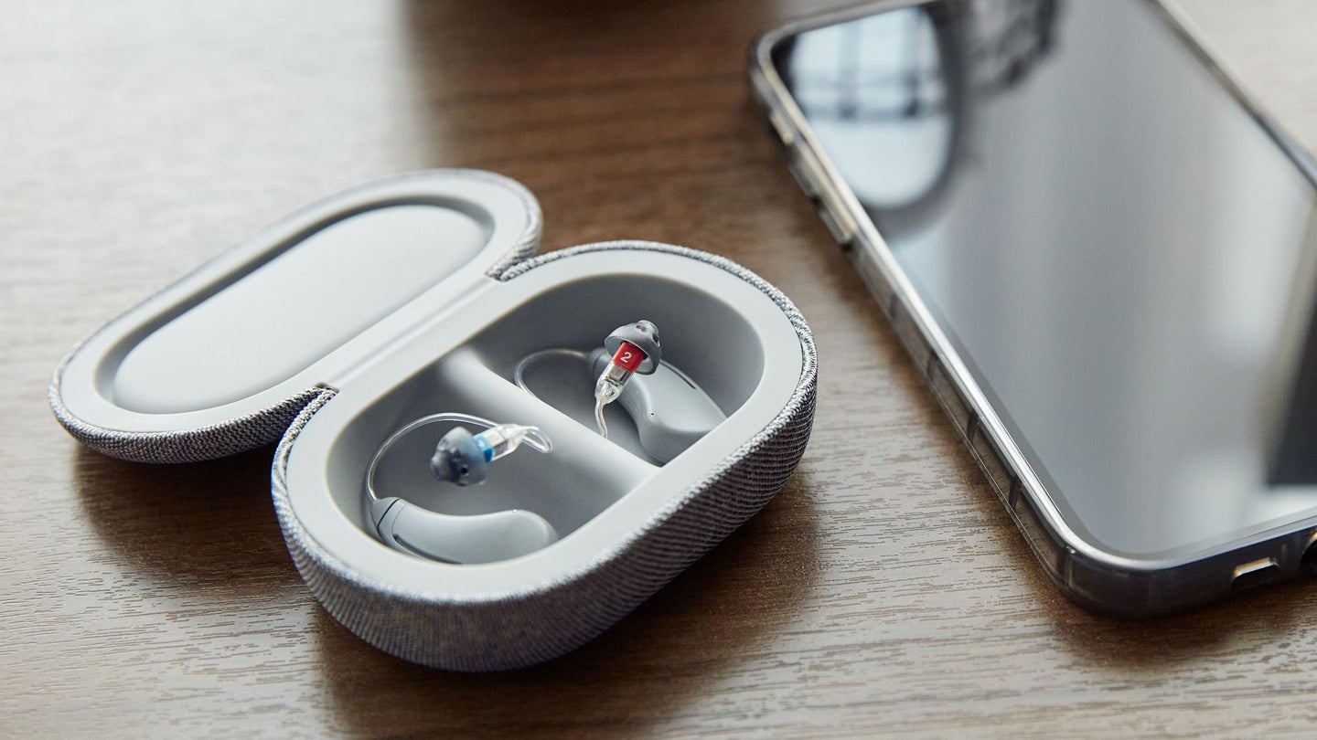 Bose SoundControl hearing aids in their case