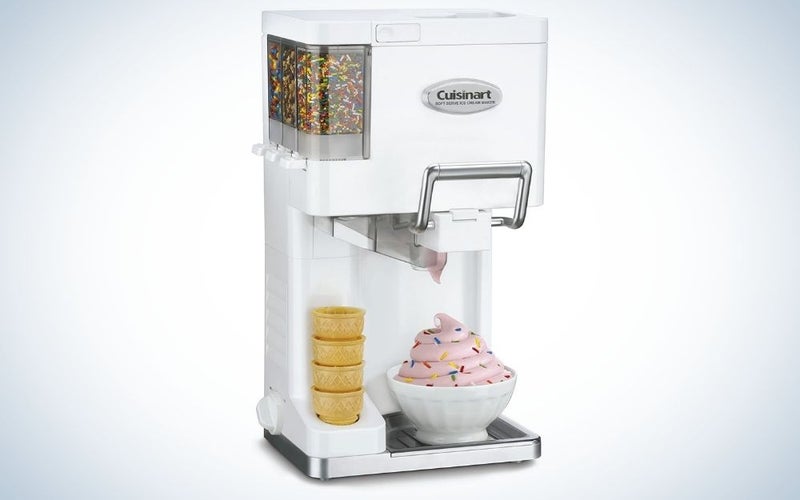 White Cuisinart ice cream maker for soft serve ice cream
