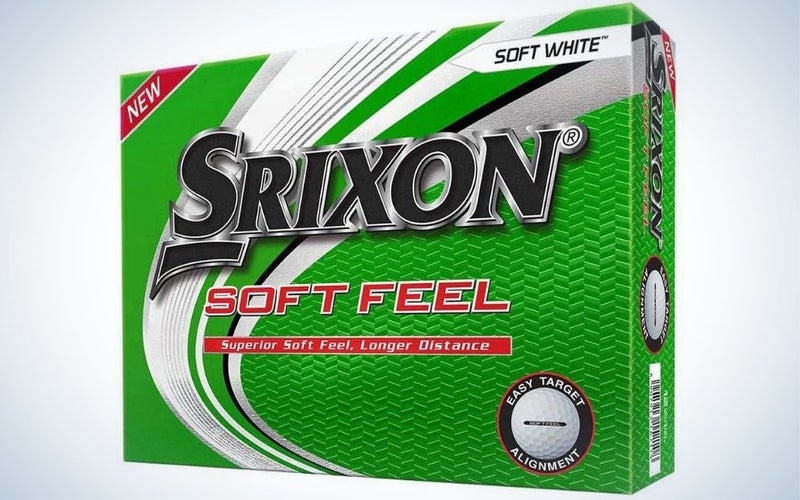 A green bow with description of Srixon golf balls and soft feel lettering into it.