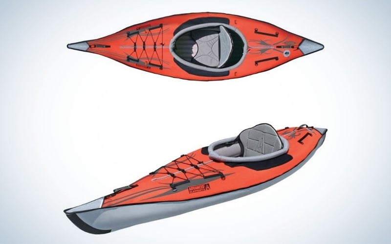 Two red and gray inflatable kayaks gift for grads who love the water