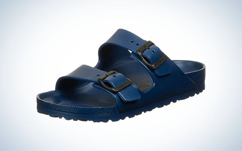 Navy, rubber sandal gift for grads who love the water