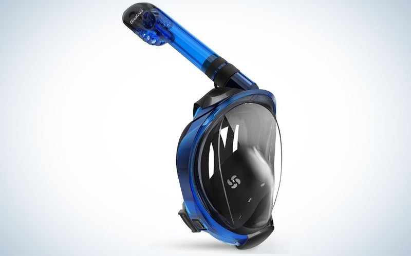 Blue and black foldable snorkel mask gift for grads who love the water