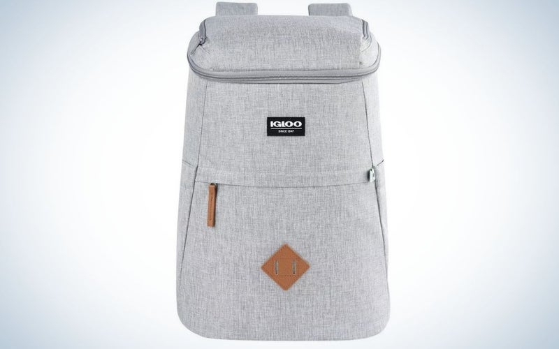 Gray Igloo cooler backpack with zipped pockets gift for grads who love the water
