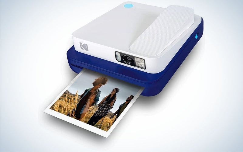 Blue instant camera for Zink photo paper
