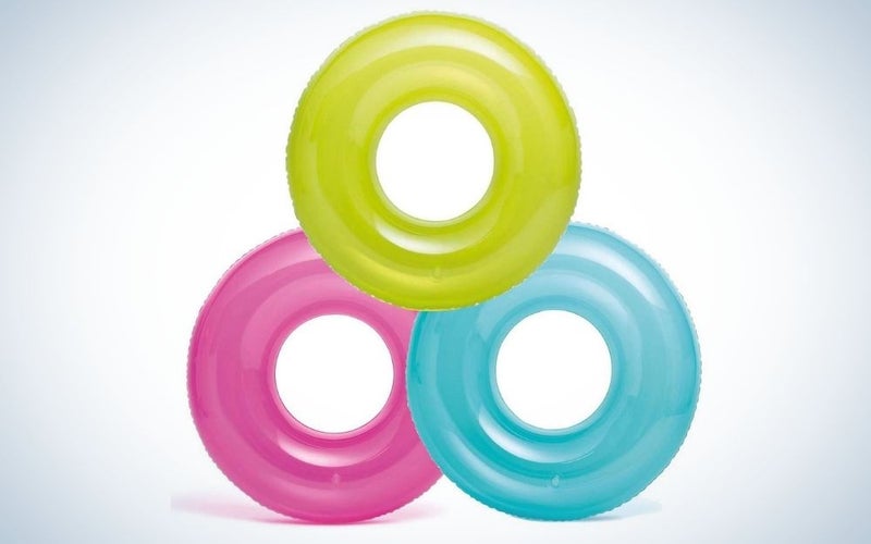 3 pack of pink, blue, and green float tubes