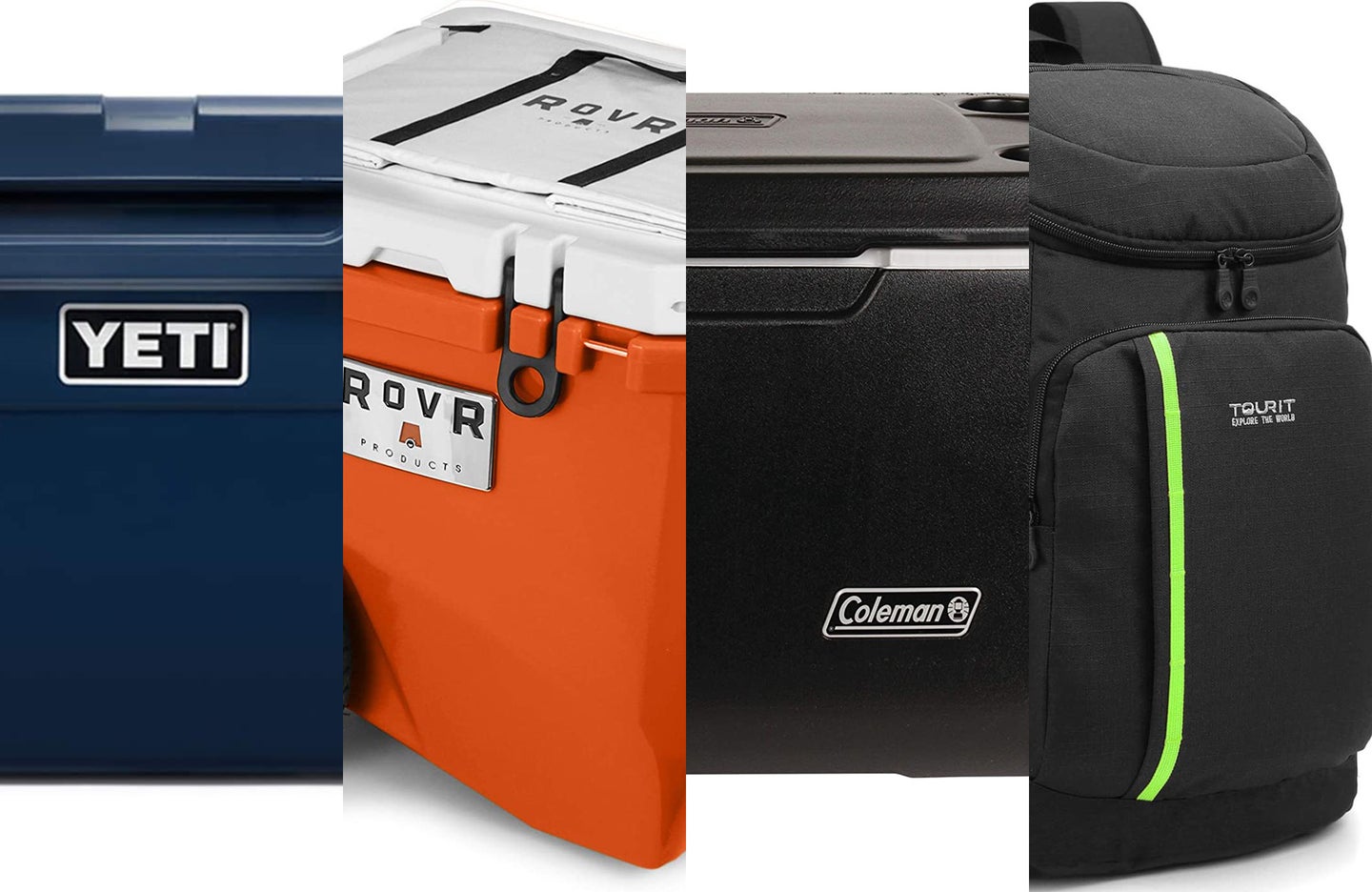 A lineup of the best coolers on a white background