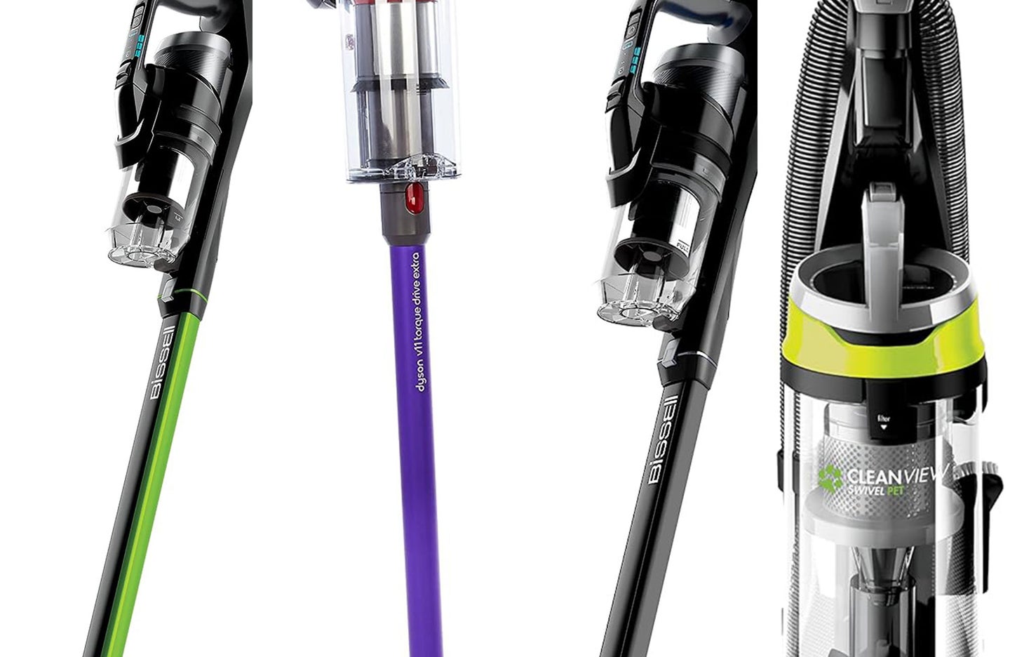 A lineup of the best pet vacuums on a white background