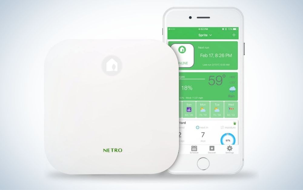 White Netro smart sprinkler controller with WiFi