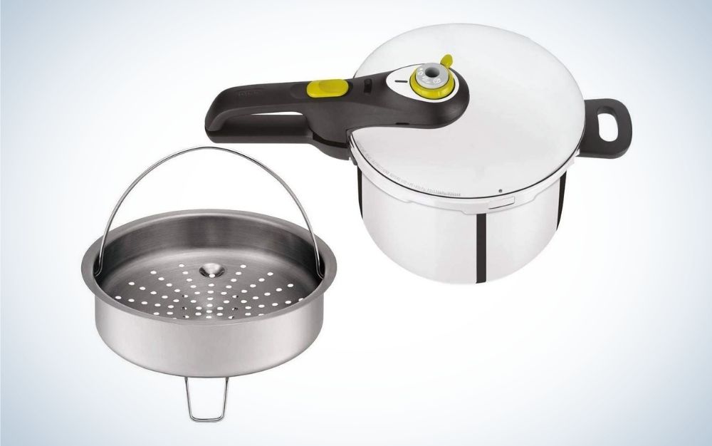 Silver stainless steel pressure cooker