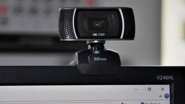 Webcam clipped on to a computer monitor