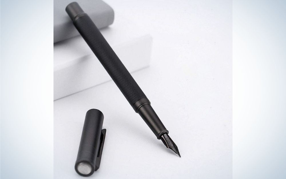 All-Metal Brushed-Black Stainless Steel Fountain Pen is one of the best personalized Fatherâs Day gifts for writers