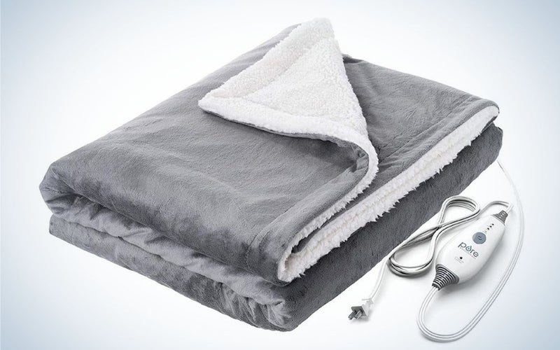 Gray and white electric weighted throw blanket father's day gift