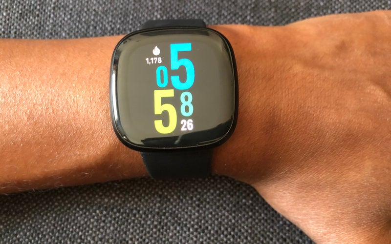 The Fitbit Versa 3 colorful always-on display