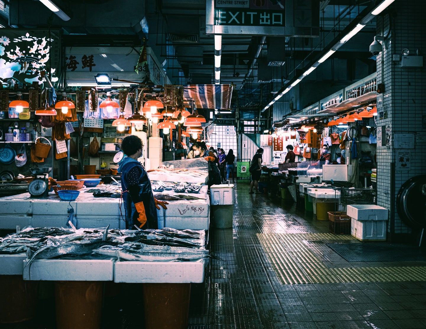 wet street market selling fish