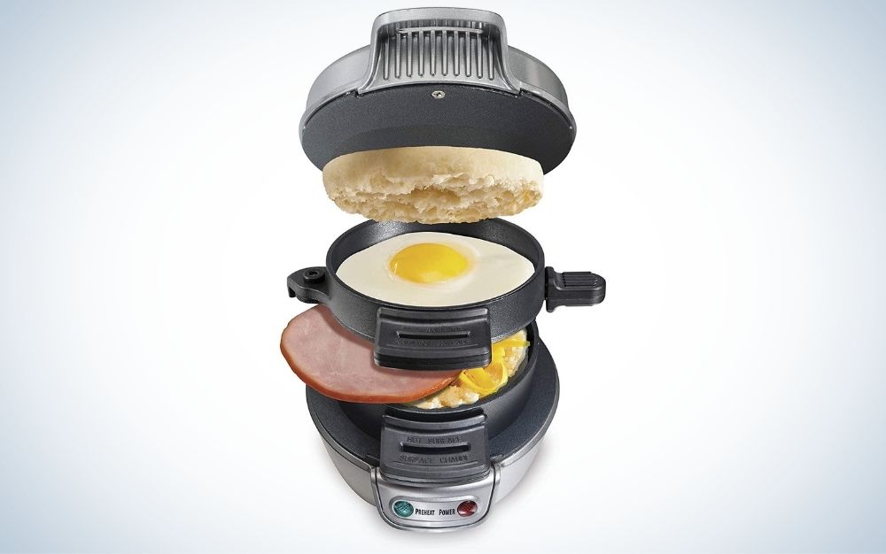 Silver, nonstick breakfast sandwich maker, gift for father's day