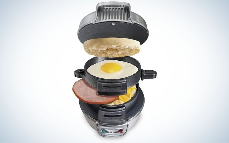 Silver, nonstick breakfast sandwich maker, gift for father's day
