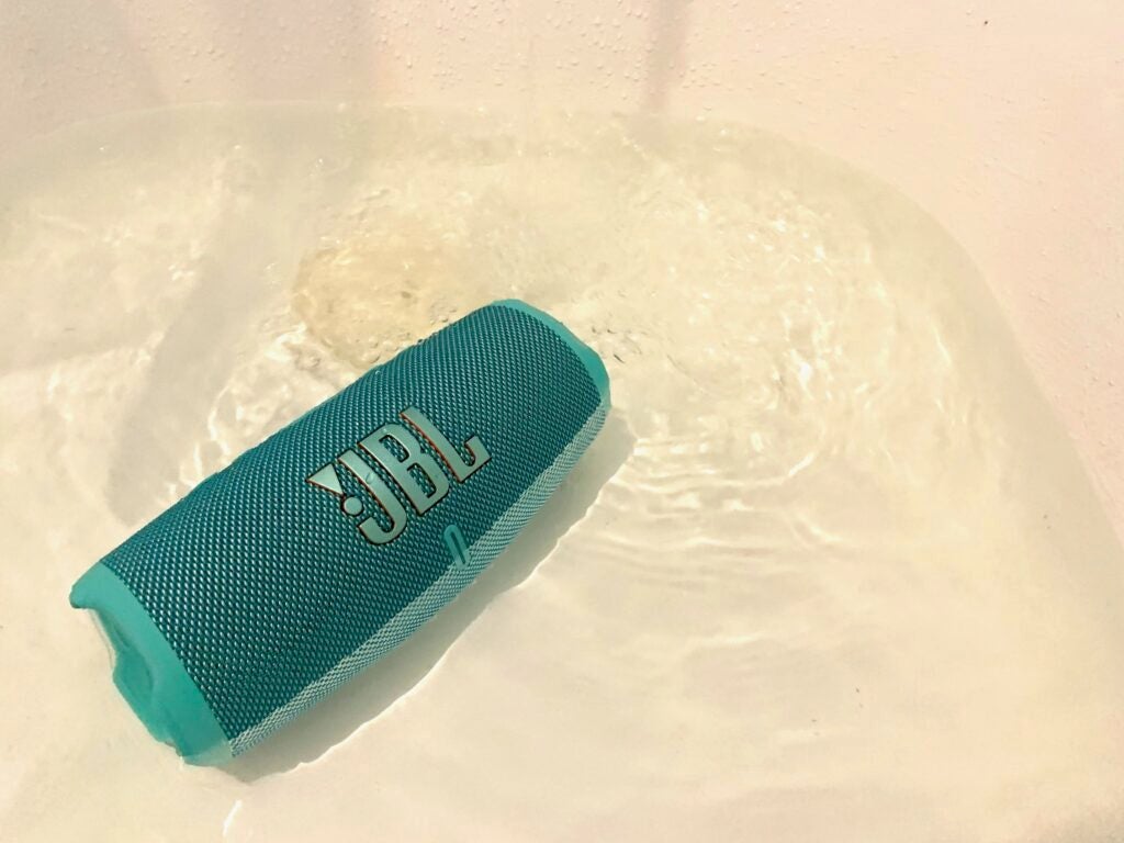 JBL Charge 5 in a bathtub