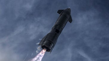 Starship SN10 rockets during a SpaceX test flight