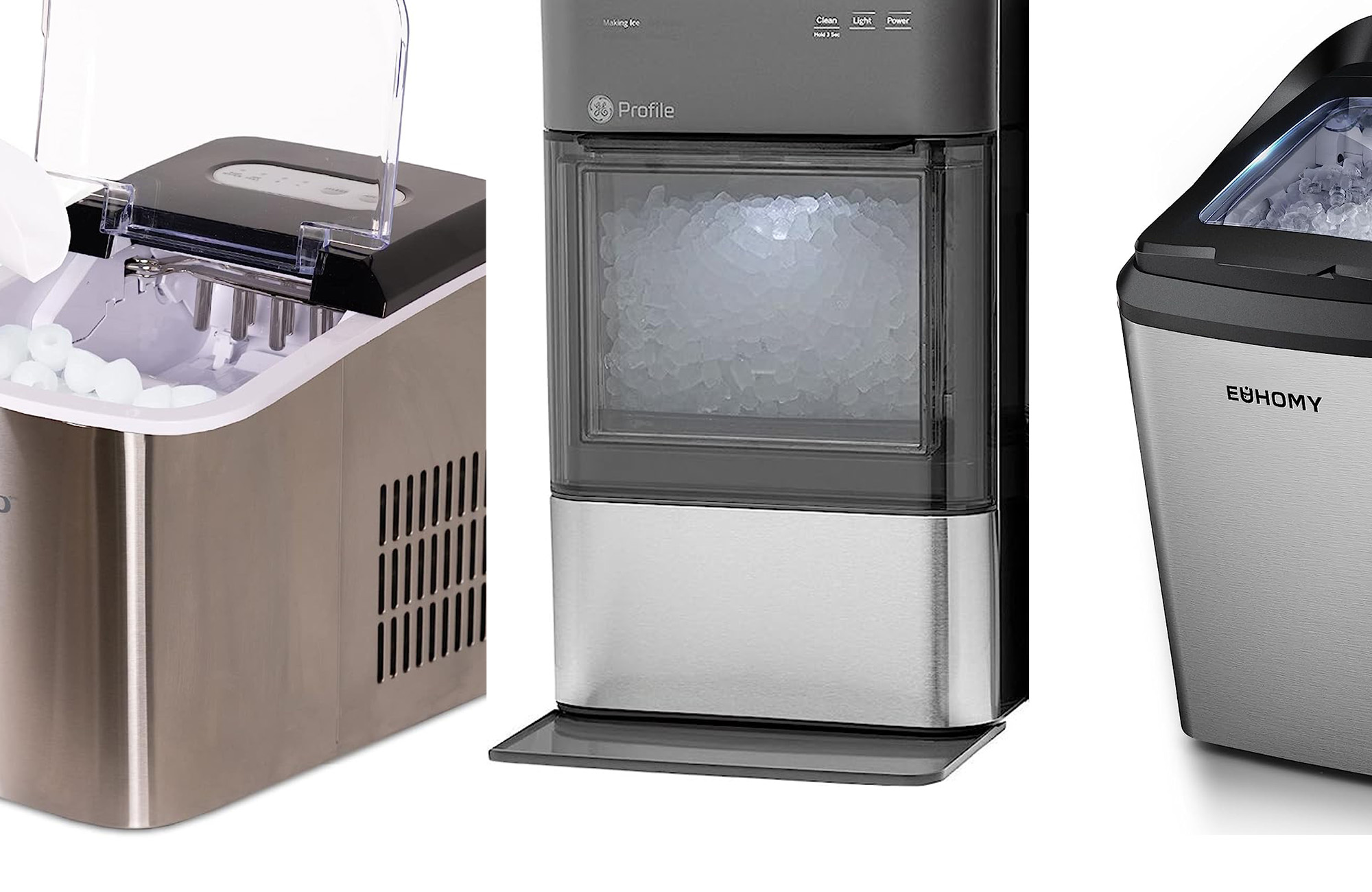 Nugget Ice Maker, Stainless Steel Countertop Ice Machine with