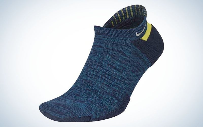 Blackened blue, sweat-wicking running socks