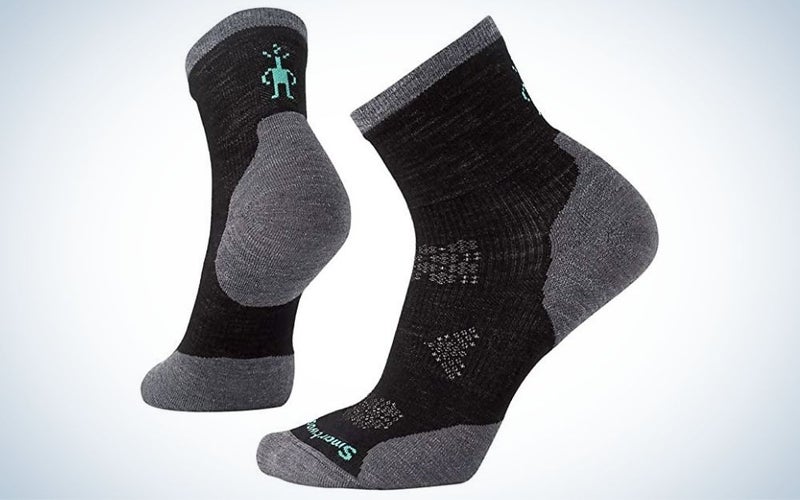 Black and gray, wool women running socks for cold weather