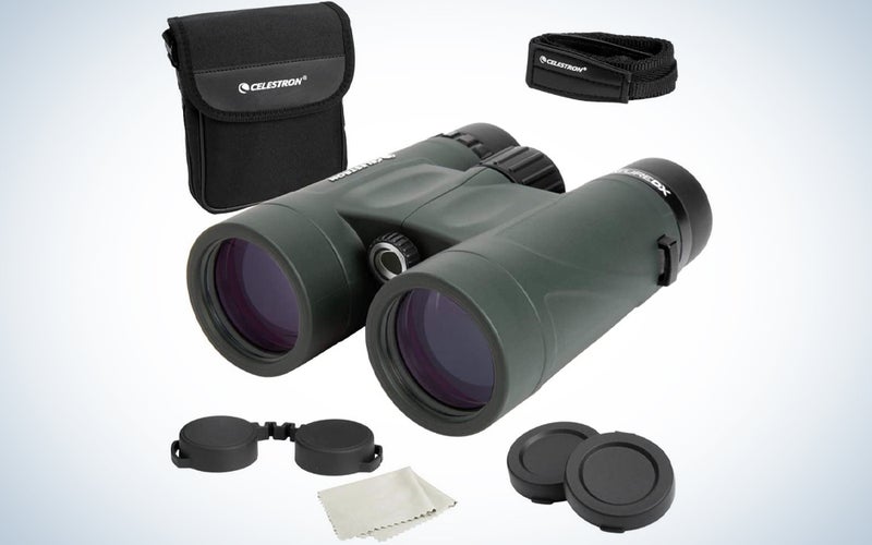 green binoculars and other outdoor gear and accessories