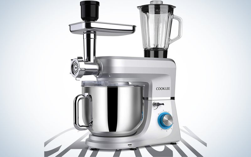 a stand mixer with attachments for multiple kitchen appliances in one