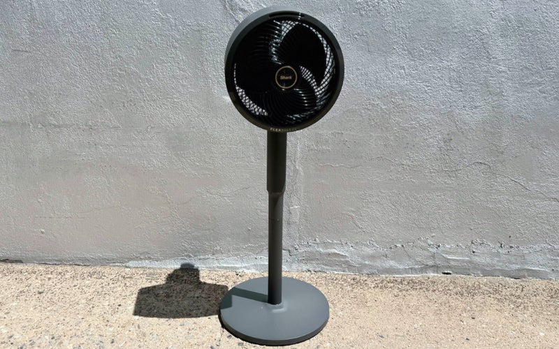 The Shark FlexBreeze attached to its base used outdoors.