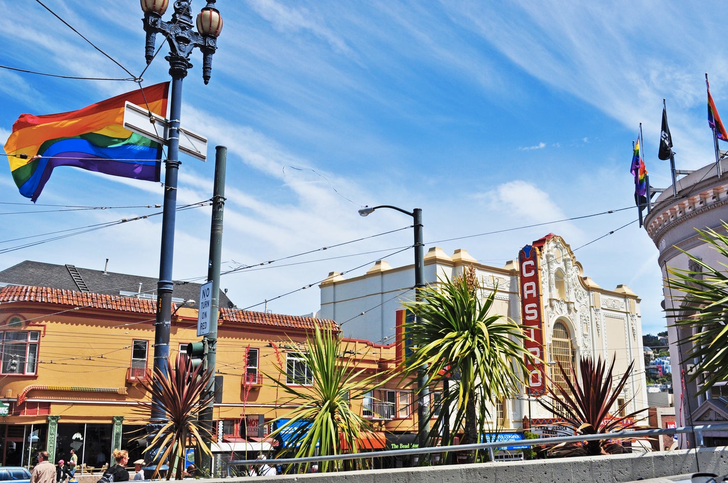 Pride flags over the San Francisco Castro District
