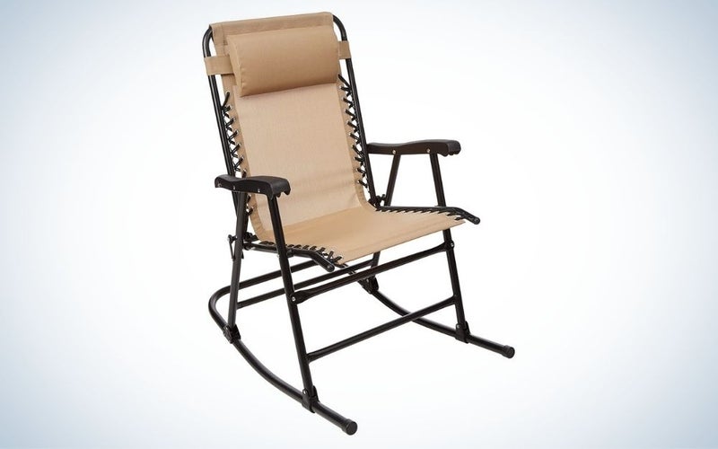 Beige, steel frame, foldable patio chair
