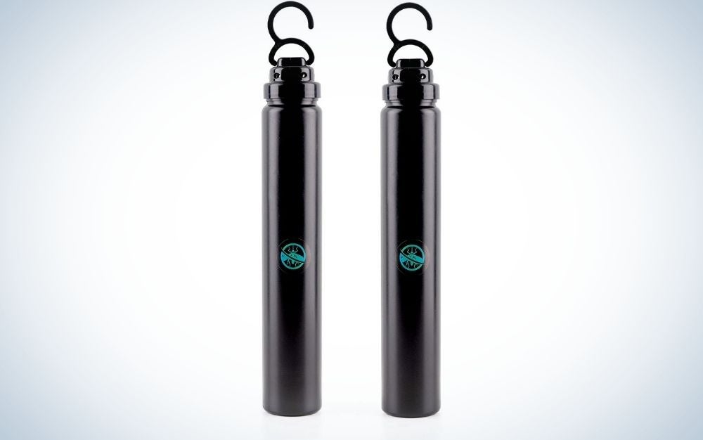 Two mosquito killers which are like thin cylinders and are black in color with an arched part on their upper part.