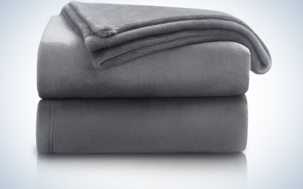 Lightweight, grey throw blanket