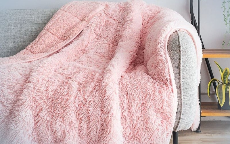 Dual sided pink throw blanket