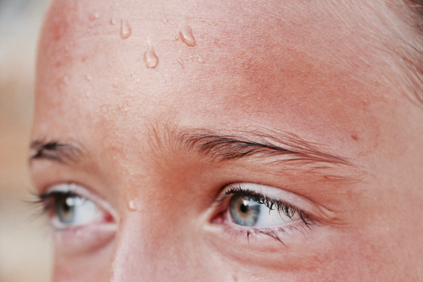 close up of person sweating