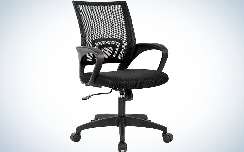 This black BestOffice Home Office Chair is a swivel chair set against a plain background.
