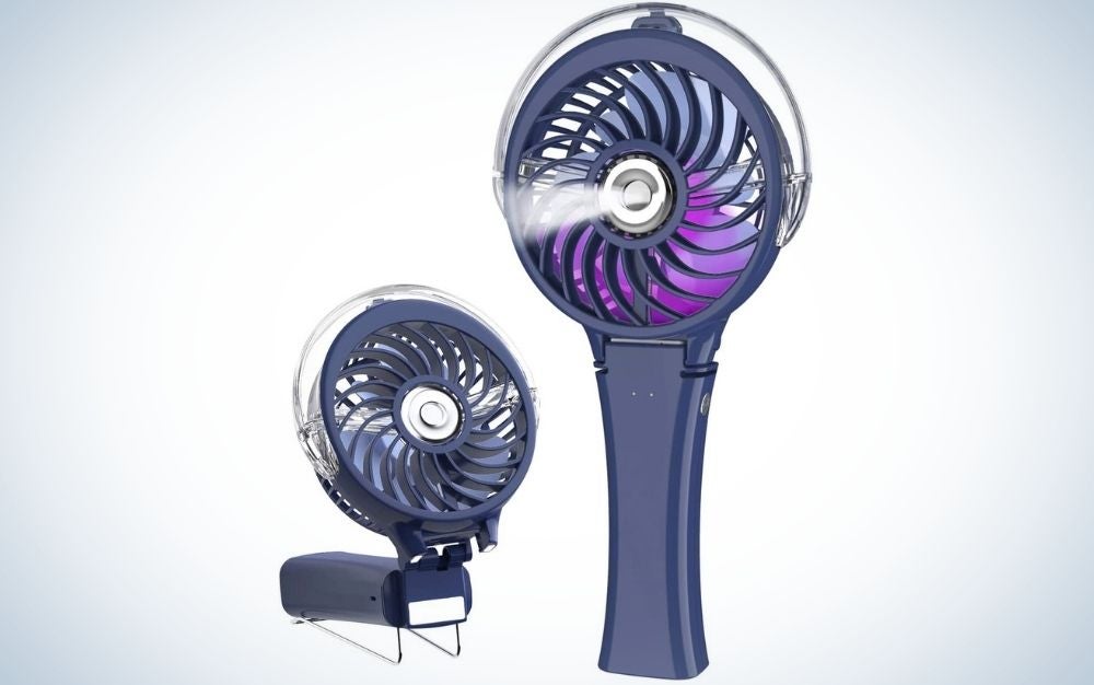 The Handfan Misting fan is our pick for best portable misting fan.