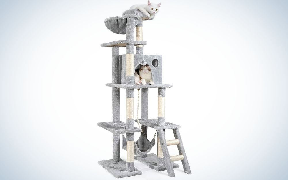 The rabitgoo Cat Tree Tower is the best cat toy for active kitties.