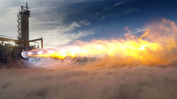 Blue Origin BE-4 space rocket engines firing up