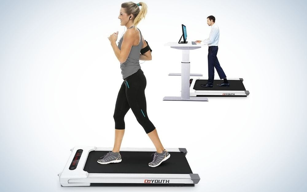 The GoYouth 2 in 1 Under Desk Electric Treadmill is the best overall treadmill desk.