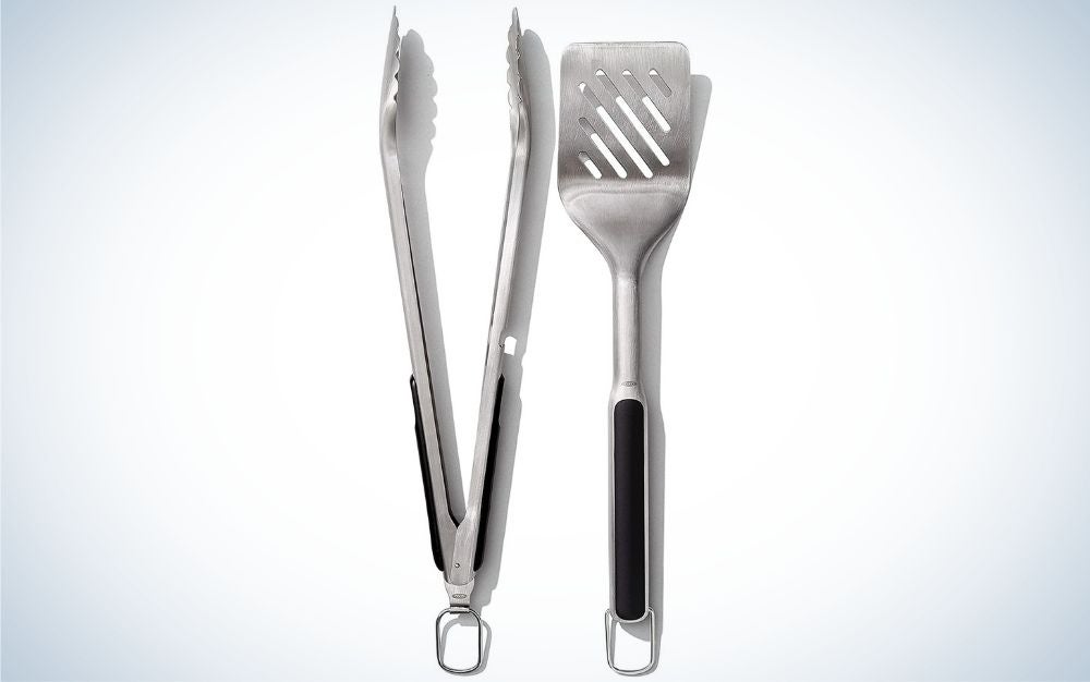 The OXO Good Grips Grilling Tools Set is one of the best grill accessories for campers.
