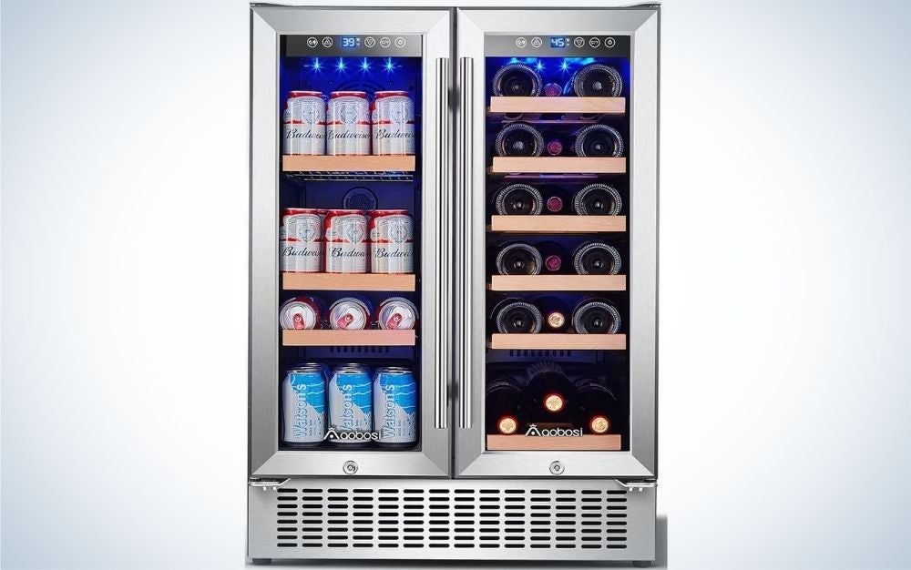 The Aobosi Beverage and Wine Cooler is the best beverage cooler for home bartenders.