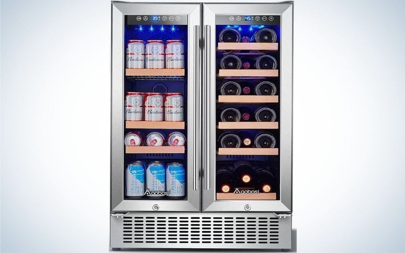The Aobosi Beverage and Wine Cooler is the best beverage cooler for home bartenders.