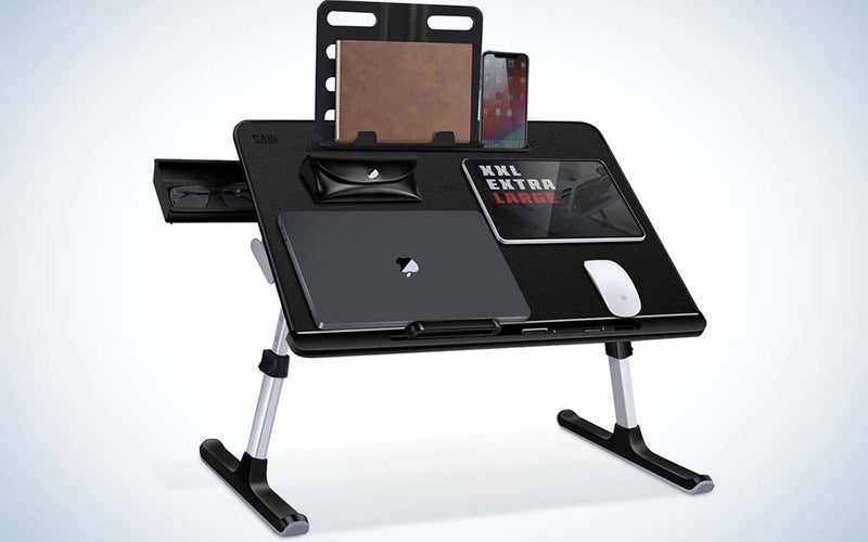 The SAIJI Adjustable Lap Dest is the best folding lap desk.