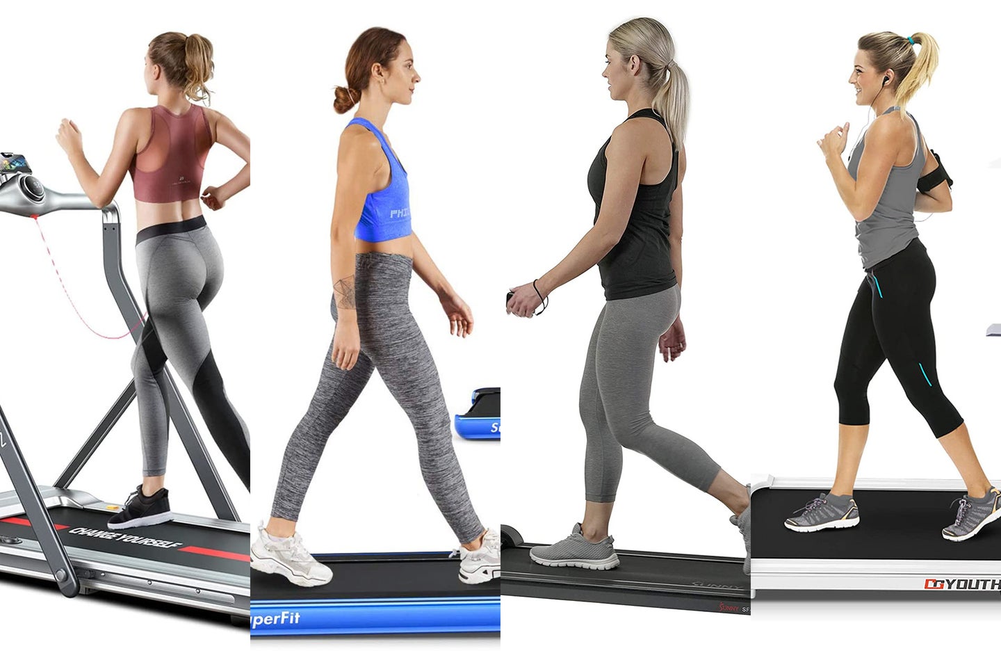 Women using the best treadmill desks on a white background