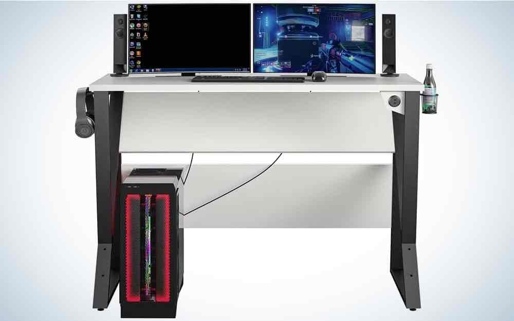 NTENSE Genesis Adjustable Gaming, White Desk