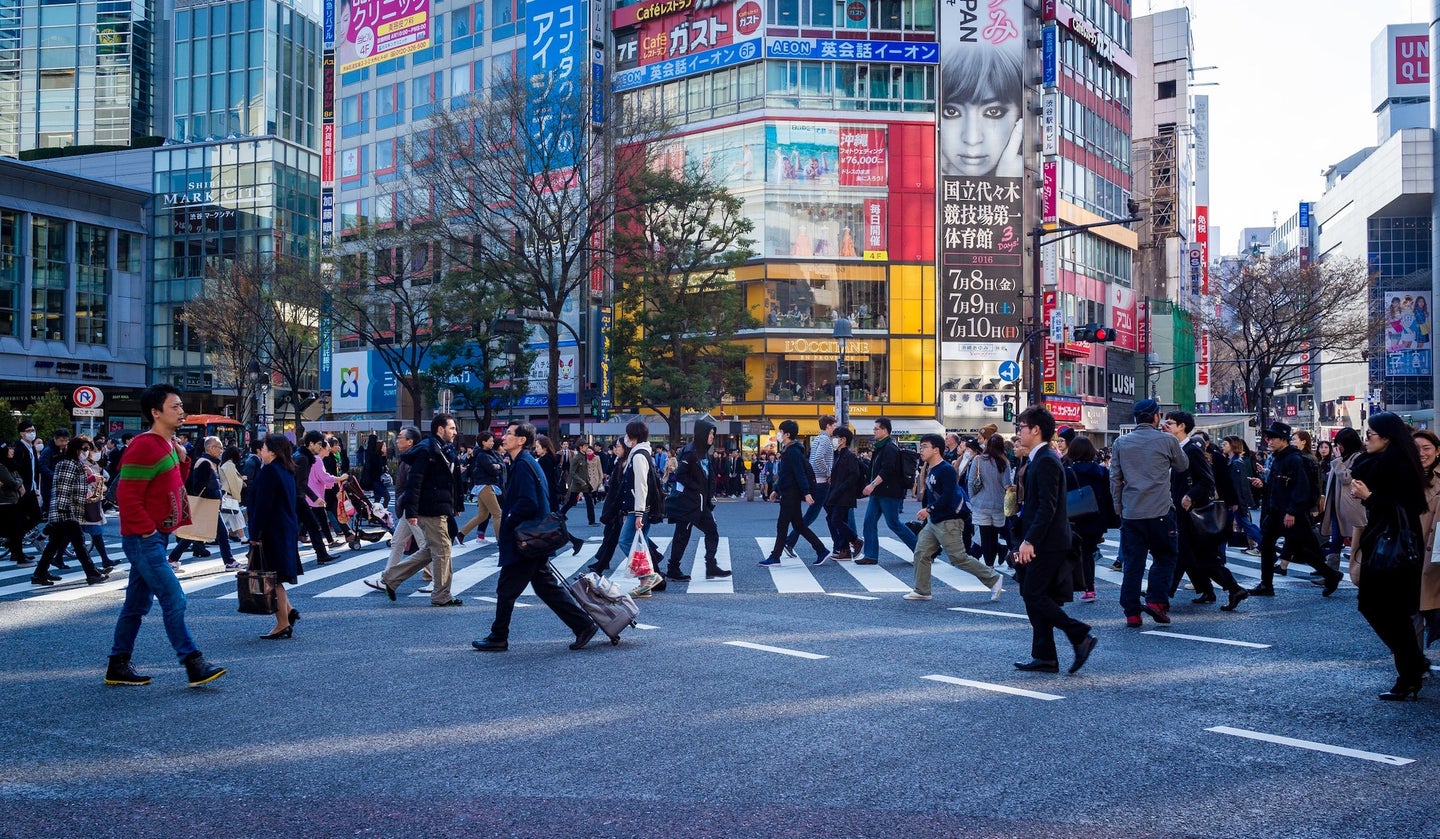 Busy intersection in Tokyo, Japan.