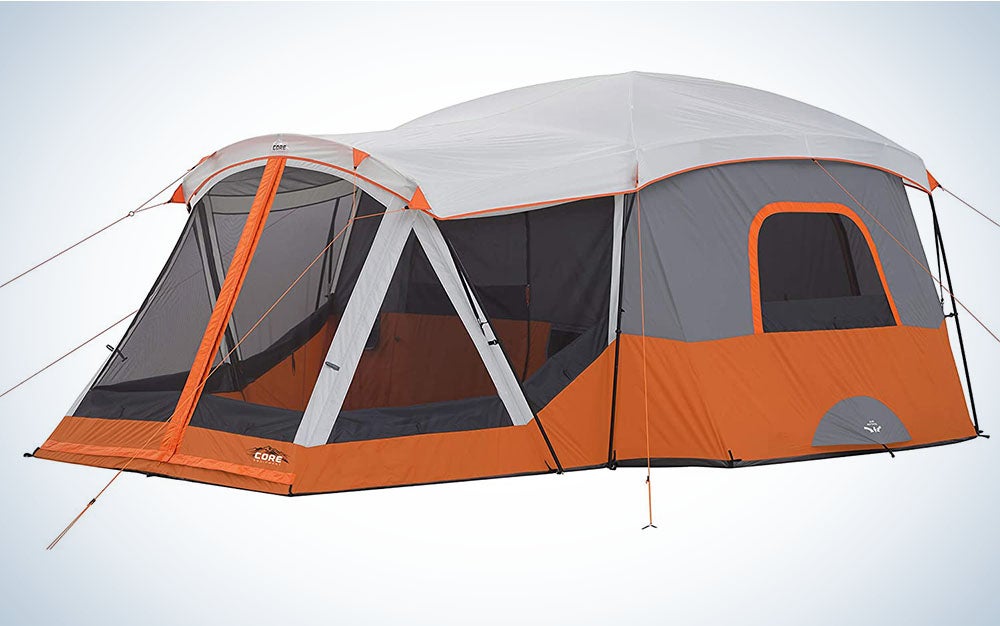 FLYTON Camping Tent 6~8 Person,Waterproof Family Tent with Top Rainfly,Big Tent Partition Design,Double Layer Family Dome Tent with 2 Sleeping Cabins,3 Large Mesh Windows. 